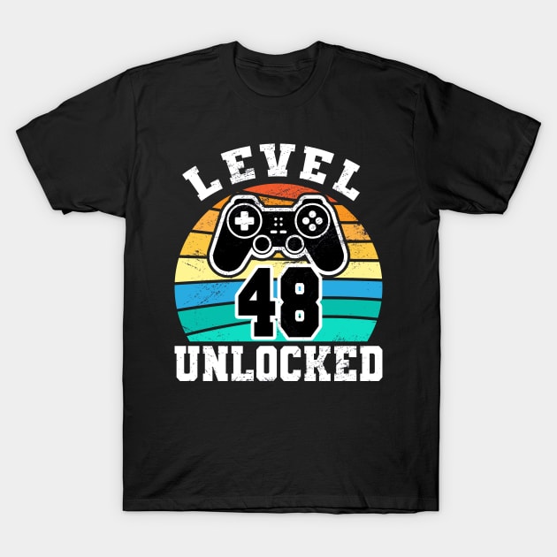 48 Year Old Vintage level unlocked 48th Birthday gaming T-Shirt by FunnyUSATees